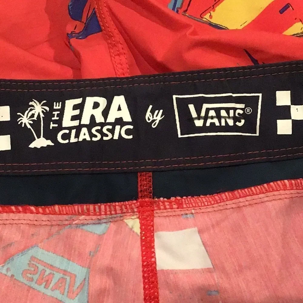 Vans The Era Classic Red Navy Blue Sailing Hidden Print Board Shorts NEW